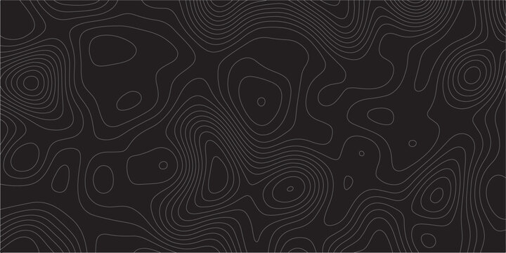 Abstract white on black background Topographic line map pattern. Contour elevation topographic and textured Background Modern design with black background with topographic wavy patted.
