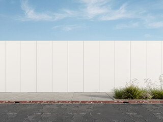 Obraz premium Blank White Roadside Hoarding Mockup from Front View 3D Rendering