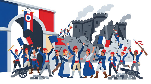 Creative vector concept of Storming of the Bastille 1789