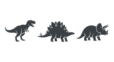 Silhouette Dinosaur Collection: T-Rex, Stegosaurus, Triceratops Icons © udin