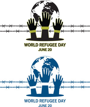 Powerful graphical illustration symbolizing human rights struggles and refugee pleas for freedom on World Refugee Day