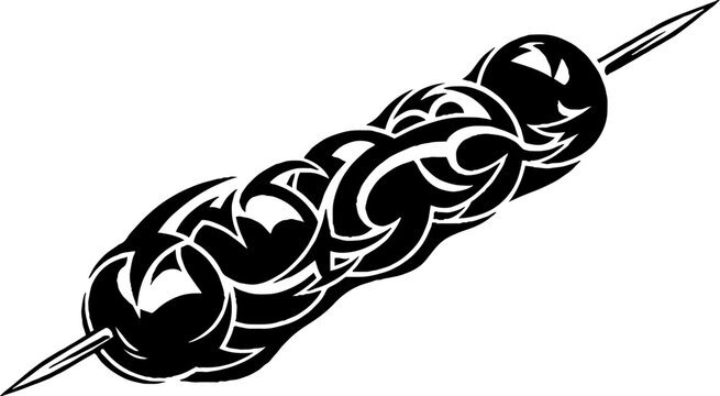 Tribal Pattern Kebab Skewer Design in Black and White