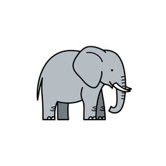Fototapeta premium Gray Elephant Cartoon Side View.