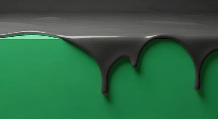 Fototapeta premium Surface melting like liquid on green screen background with black edge.