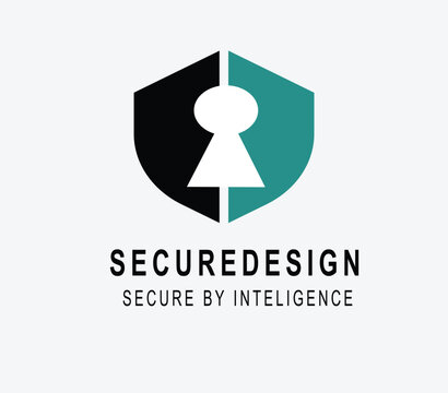 Modern Minimalist Shield and Keyhole Logo for Cyber Security Data Protection and Tech Brand Identity SECUREDESIGN Innovative Vector Icon Graphic for Corporate Safety and Privacy Emblem