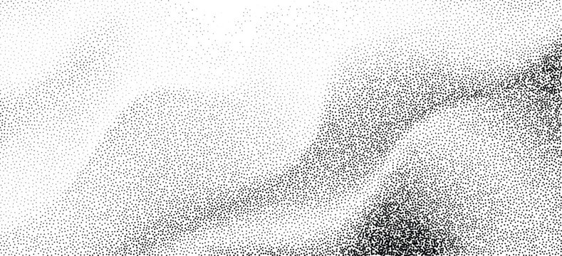 Gradient halftone pattern with dense transparent dots creating abstract cloud shape on gray canvas.