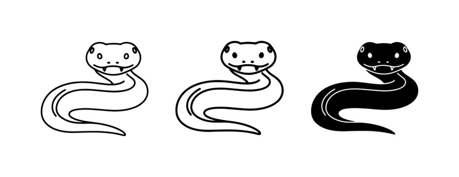 Cute Snake Icons, Reptile Vector Art, Animal Graphics