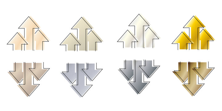 Gradient premium 3d up and down arrows set