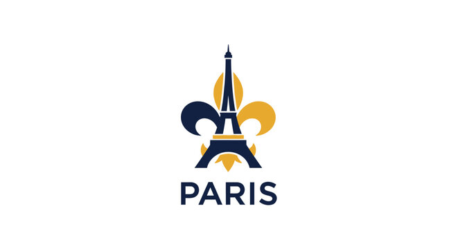 Stylized Eiffel Tower Logo with Paris Text Design.