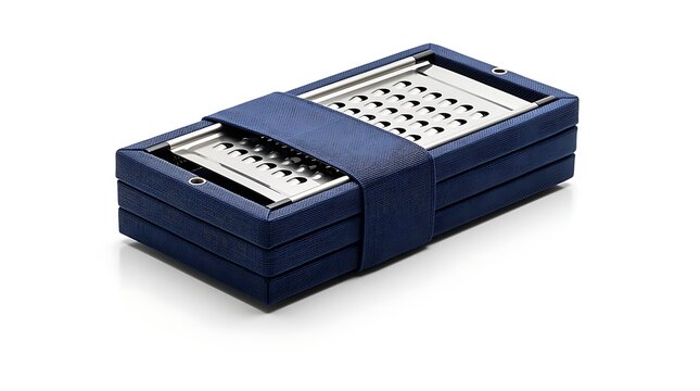 Blue rectangular grater with two grating surfaces