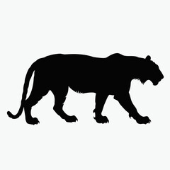 Fototapeta premium Black Panther Silhouette, Walking Animal Icon, Wildlife Vector Graphic, Dark Mammal Illustration