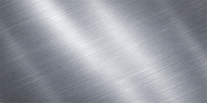 A shiny silver stainless steel brushed metal plate texture with a polished aluminum sheet surface pattern creates a smooth metallic industrial gray background wallpaper