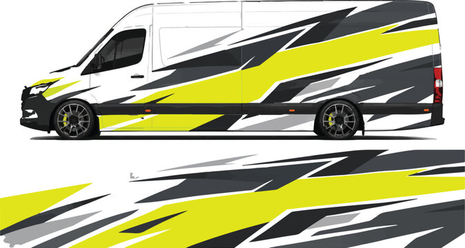 Van with yellow and black stripes.