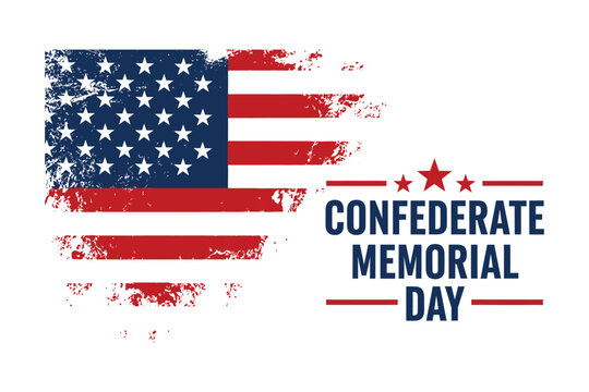 Confederate memorial day graphic with distressed american flag illustration