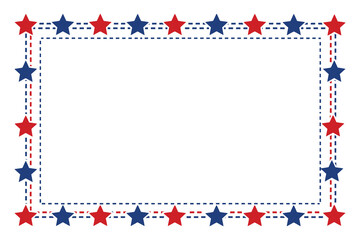 Obraz premium Patriotic border frame with red blue stars