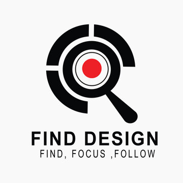 Modern Magnifying Glass Target Logo for Analytics Search Seo Optimization and Tech Brand Identity FIND DESIGN Innovative Vector Icon Graphic for Corporate Marketing Focus and Bullseye Emblem