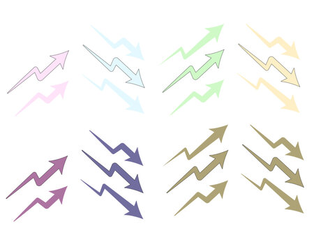 Pastel and retro zigzag up and down arrows set