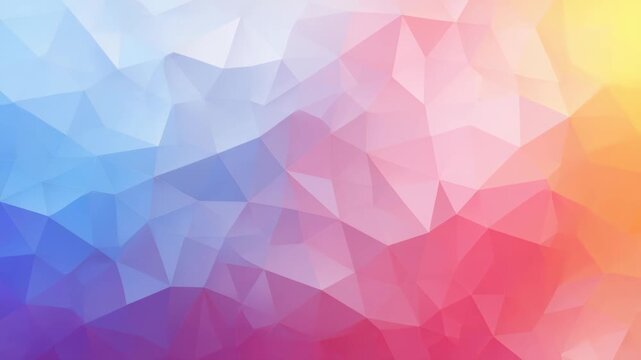 Colorful low poly abstract texture featuring seamless transition pastel shades, ideal for web design, presentations, digital art. This polygonal background offers stylish, contemporary visual