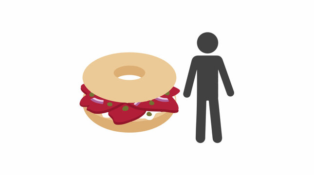 Large bagel sandwich with salmon and cream cheese
