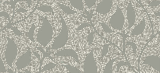 Abstract floral seamless pattern background with dot style. © andin