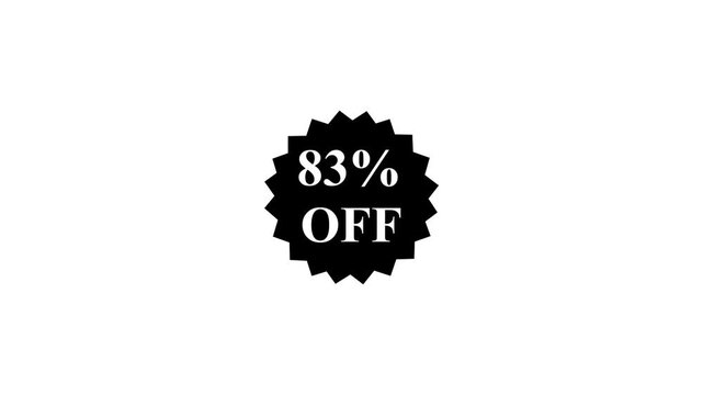 83% off business sale label icon on white background. 83% discount promotion icon . black color text icon .