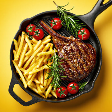 Grilled Steak with Fries &ndash; AI Generative