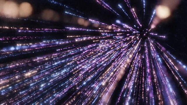 Abstract Light Streaks Motion Background with Bokeh Effect.