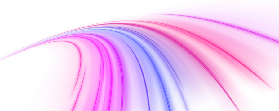 Rainbow speed lights shimmer through dark futuristic roads with vivid neon brilliance. Smooth curves enhance the feeling of acceleration. Great for sci-fi artwork.