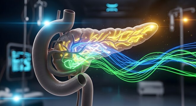 Futuristic AI robot hand generating digital data flow with neon light effects in high-tech laboratory