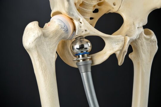Close-up of hip replacement implant