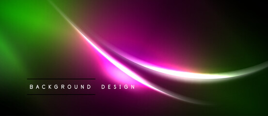 Obraz premium Abstract vibrant background. Green, pink hues blend smoothly. White curve adds dynamic visual element. Modern design aesthetic.