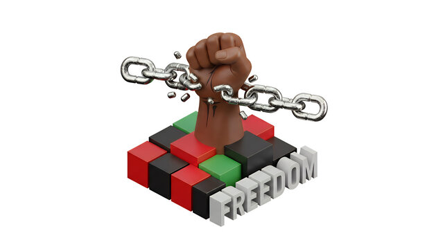 Juneteenth Freedom Fist Breaking Chains Symbolizing Emancipation and Independence Day Celebration Clip Art