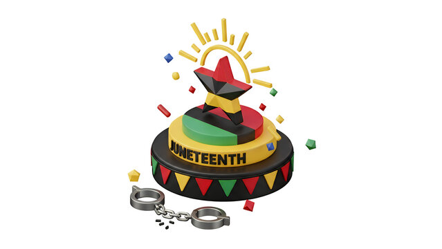 Juneteenth National Independence Day Celebration Clip Art with African American Colors and Symbols of Freedom