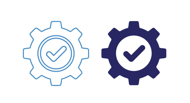 Settings gear checkmark icon: Solid vector icons - Clipart, sticker - icon set - Editable modern style icon