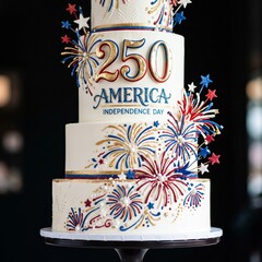 Obraz premium Luxury Bakery Photography of American Flag Inspired Celebration Cake