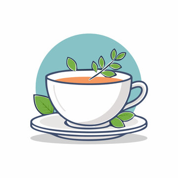 Cup of Tea with Mint Leaves