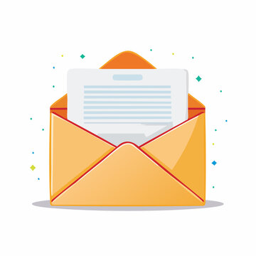 Open Envelope with Letter and Confetti