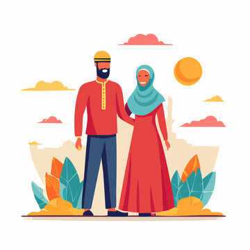 Muslim Couple Standing Together