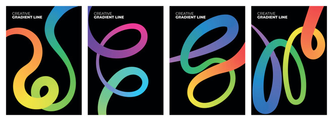 Vibrant Abstract Neon Ribbon Art Panels Featuring Colorful Glowing Waves and Fluid Lines Against a Dark Background © Kamal Hosen