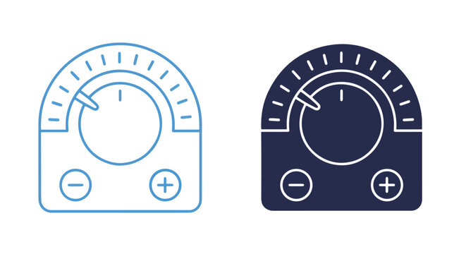 Control dial gauge icon in flat vector: Clipart, sticker - icon set - Line and glyph solid icon and logo template 
