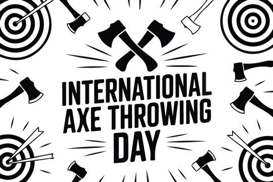 Axe Throwing Day Vector Art, Competitive Sport Activity Isolated on White Background