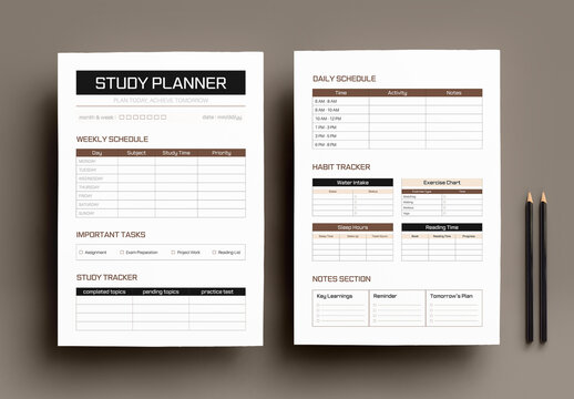 Printable Study Planner Journal Template