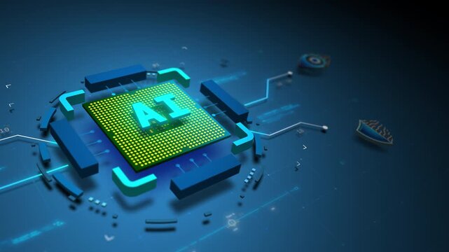 AI Processor Chip Running Intelligent Data Network System Motion Design Seamless Loop