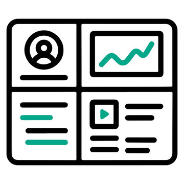 Analytics dashboard user interface icon with profile and graph