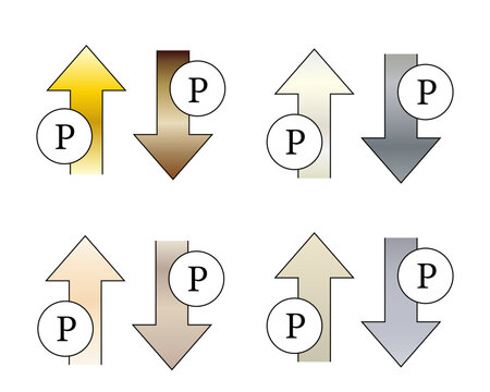 Gradient point up and down arrows set