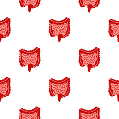 Fototapeta premium Pattern of red human intestines isolated on a transparent background