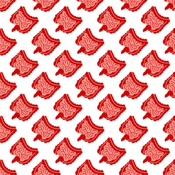 Seamless pattern of stylized red stingrays isolated on a transparent background