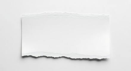 Fototapeta premium Torn piece of white paper on a light background