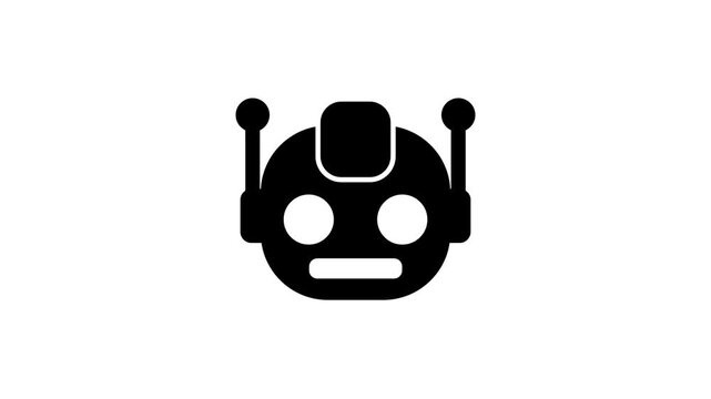 Cute Robot Head Animated Loop with White Background