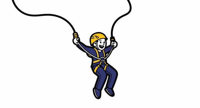 Joyful Person on a Zip Line